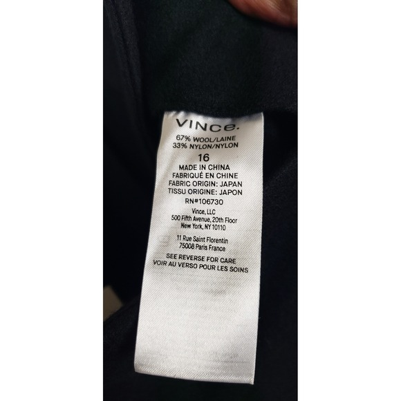 Vince Black Wool Blend Wide Leg Dress Pants 16 Classy Work Career Office Warm - Picture 8 of 9